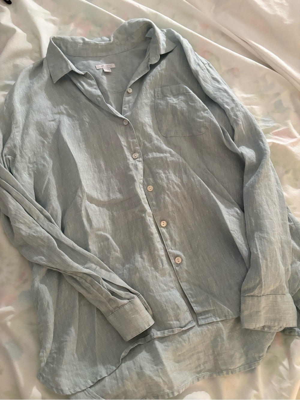 J. Jill Pale Blue Linen Button-Front Shirt
